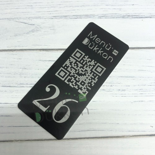 Lazer Kazıma Metal QR Karekod Menü 9x4cm