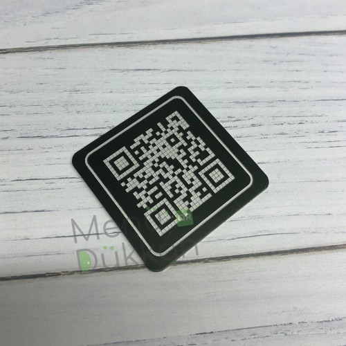 Lazer Kazıma Metal QR Karekod Menü 4x4cm