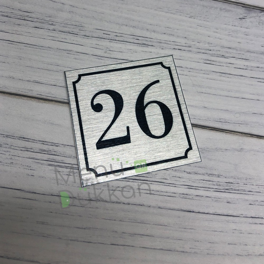 Gümüş Metal Yapışkanlı Masa Numarası 6x6cm