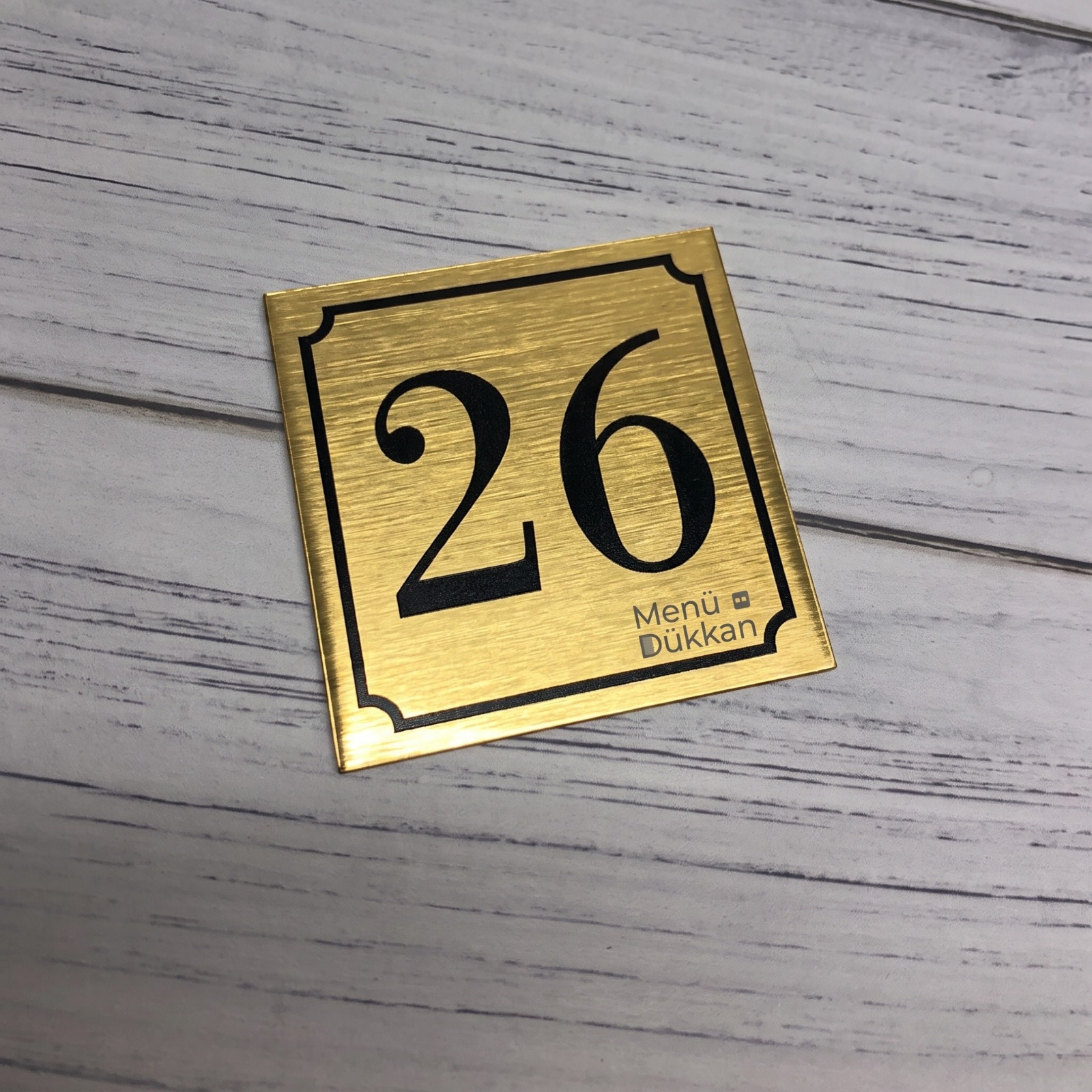 Altın Metal Yapışkanlı Masa Numarası 6x6cm