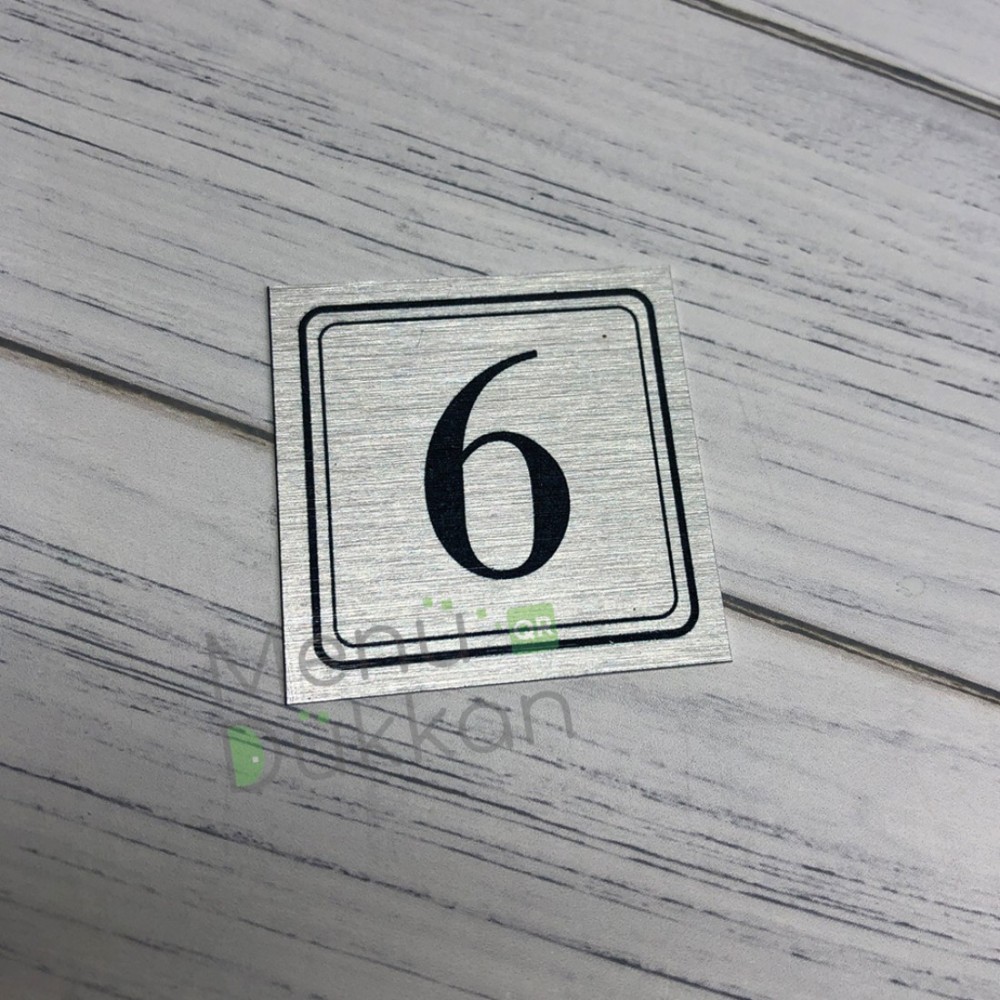Gümüş Metal Yapışkanlı Masa Numarası 4x4cm