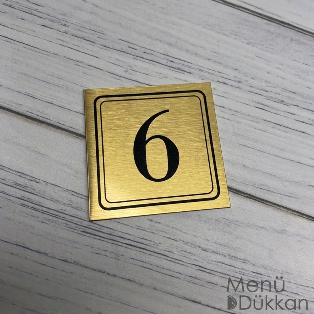 Altın Metal Yapışkanlı Masa Numarası 5x5cm