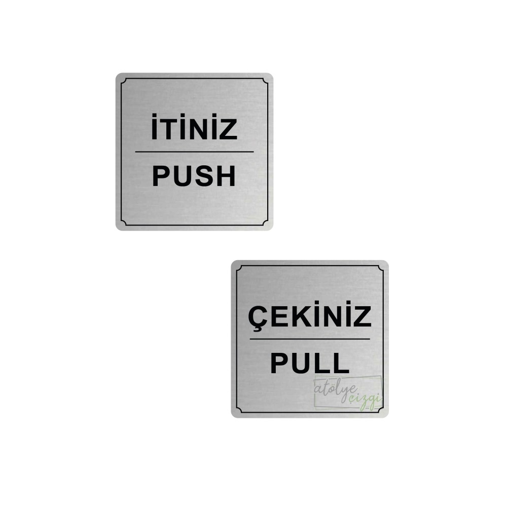 İtiniz / Çekiniz 10 cm x 10 cm Gümüş Fırçalı Metal 1 Çift