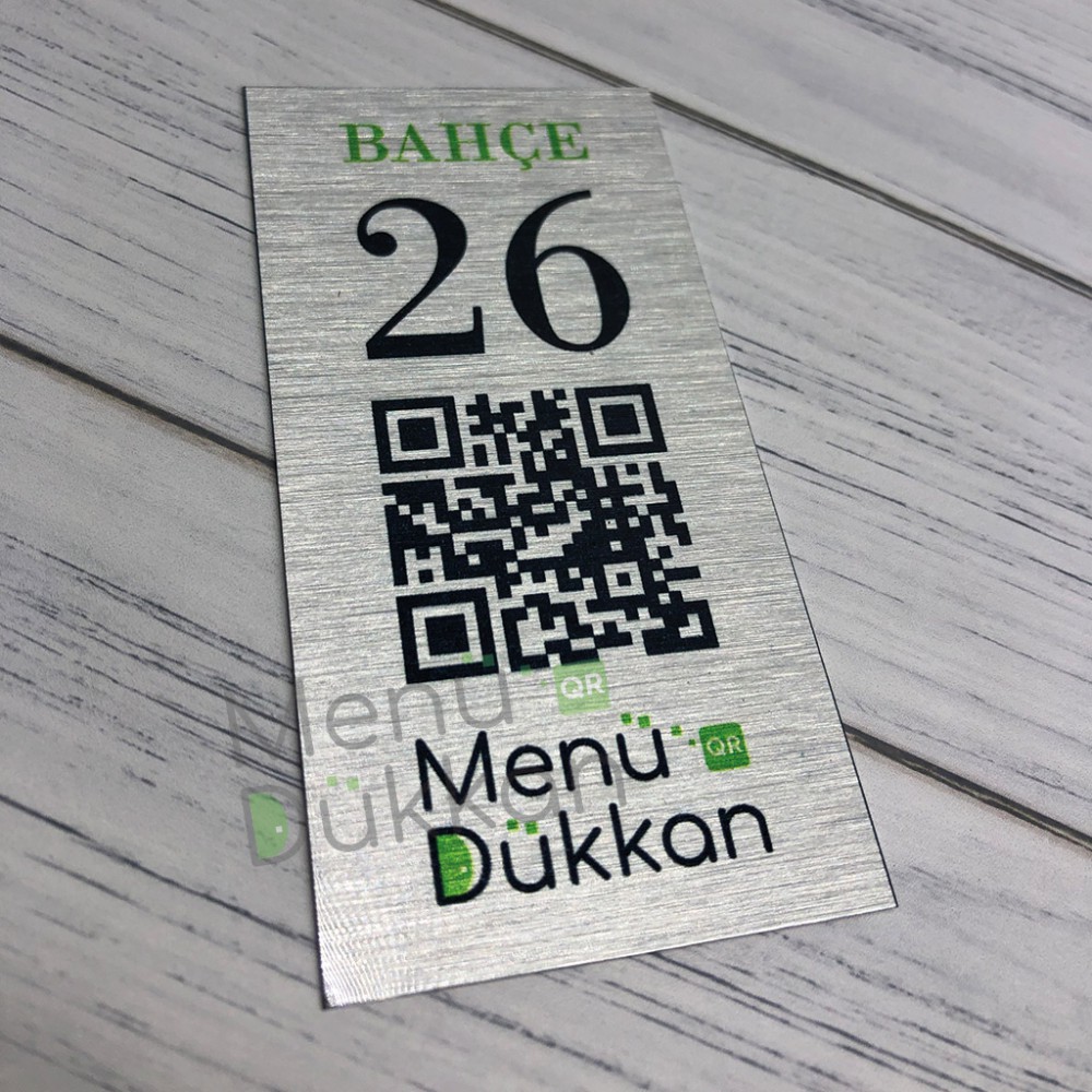 Gümüş Metal QR Karekod Menü 10x5cm
