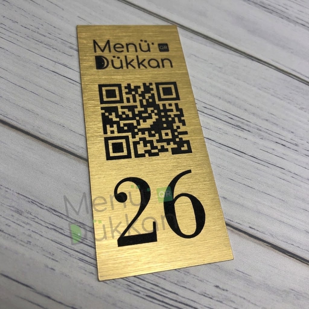 Altın Metal QR Karekod Menü 9x4cm